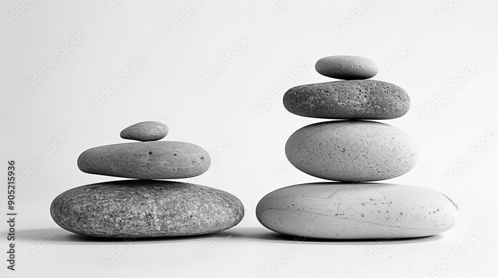 Stacked Pebbles in Monochrome on a Simple Background Stacked Pebbles in Monochrome on a Simple Background