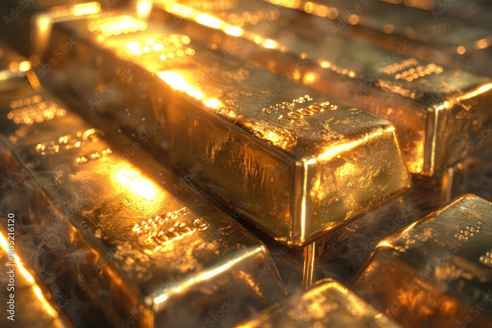 Piles of gold bars, representing significant wealth and investment Piles of gold bars, representing significant wealth and investment