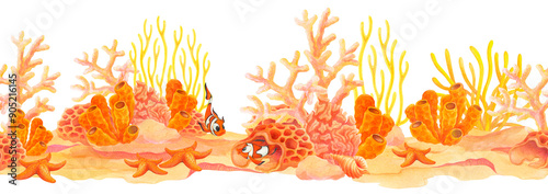 Obraz na plátně Seabed seamless pattern