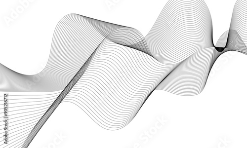 Abstract wavy white and grey curved lines on transparent background. Frequency sound wave lines and technology background, Design for brochure, flyer, banner, template, business wave lines background.