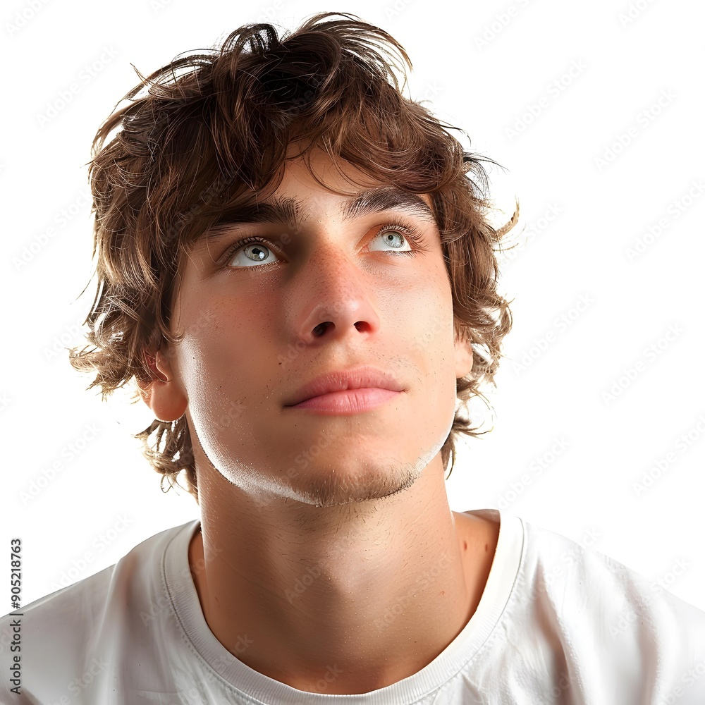 Portrait of a handsome young man looking up Portrait of a handsome young man looking up