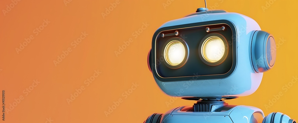 Retro Robot with Glowing Eyes Retro Robot with Glowing Eyes