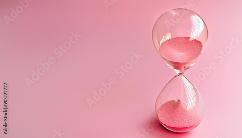 Sand clock on pink background