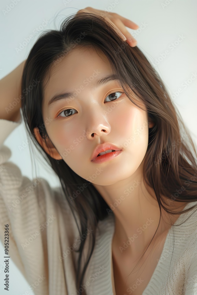 Portrait of a Young Asian Woman With Long Hair Portrait of a Young Asian Woman With Long Hair