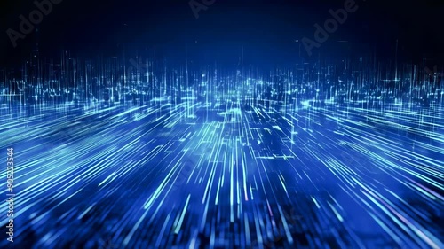 Technology digital cyberspace and digital data concept. Transferring digital data over high-speed internet, Future technology digital matrix on blue background.