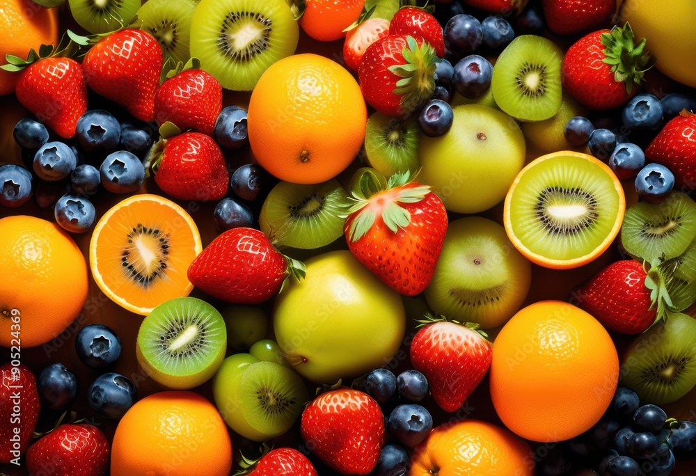 vibrant display fresh fruit arrangement enhanced dynamic illumination creating lively colorful scene, decoration, tropical, citrus, berries, apple, banana vibrant display fresh fruit arrangement enhanced dynamic illumination creating lively colorful scene, decoration, tropical, citrus, berries, apple, banana