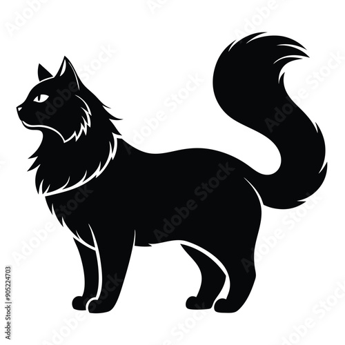 logo of persiana cat face, side view, silhouette, black and white, white background