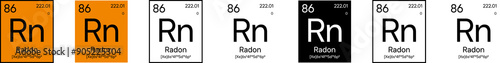 Radon Element Symbol with Additional Info | Part of the Periodic Table of Elements Kit | High-Res, 7 Design Styles, Isolated on Transparent Background photo