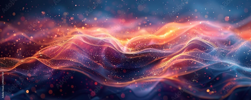 Abstract glowing waves with sparkling particles Abstract glowing waves with sparkling particles