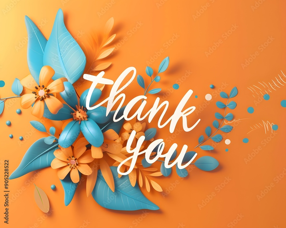 Obraz premium thank you logo in orange background