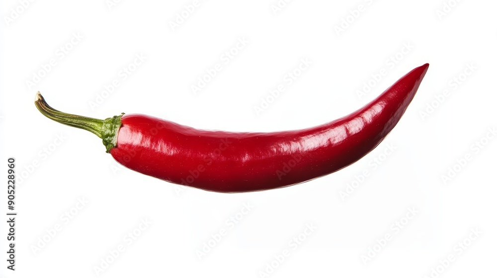 A single red chili pepper isolated on a white background. This image symbolizes heat, spice, flavor, energy, and vitality. A single red chili pepper isolated on a white background. This image symbolizes heat, spice, flavor, energy, and vitality.