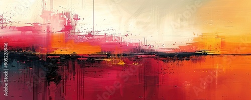 Abstract Painting with Red, Orange, and Black Colors