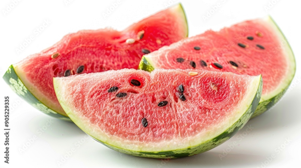 Fresh Watermelon Slices on a White Background Fresh Watermelon Slices on a White Background