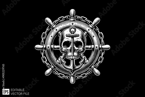 skull head in wheels vector