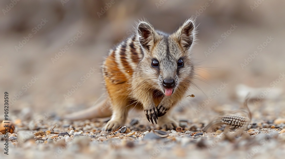 A cute marsupial exploring its natural habitat, showcasing unique patterns and an inquisitive demeanor. A cute marsupial exploring its natural habitat, showcasing unique patterns and an inquisitive demeanor.