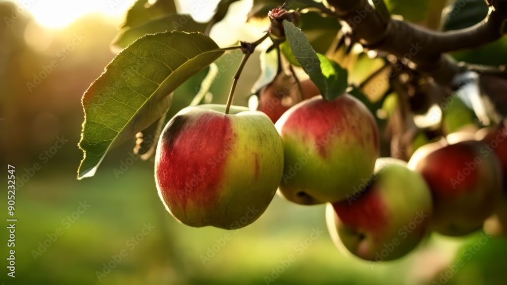 Bountiful harvest Fresh apples hanging from tree Bountiful harvest Fresh apples hanging from tree