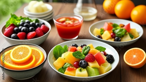 Fototapeta Naklejka Na Ścianę i Meble -   Fresh and vibrant fruit salad ready to be enjoyed