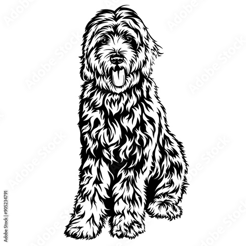 Labradoodle | Cross Breed | Dog Breed | Fur Baby | Furry Pet | Dog | Dog Lover | Domestic Animal | Original Illustration | Vector and Clipart | Cutfile and Stencil