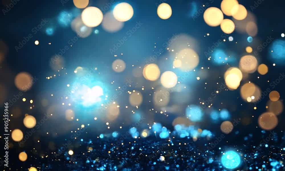 Abstract blue and gold glitter bokeh background Abstract blue and gold glitter bokeh background