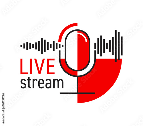Live stream logotype - microphone with sound wave