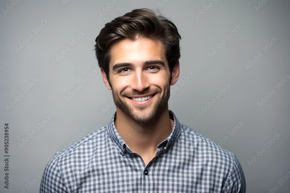 A young man with a friendly smile, wearing casual attire and posed against a light grey background. The image conveys approachability and positive energy A young man with a friendly smile, wearing casual attire and posed against a light grey background. The image conveys approachability and positive energy