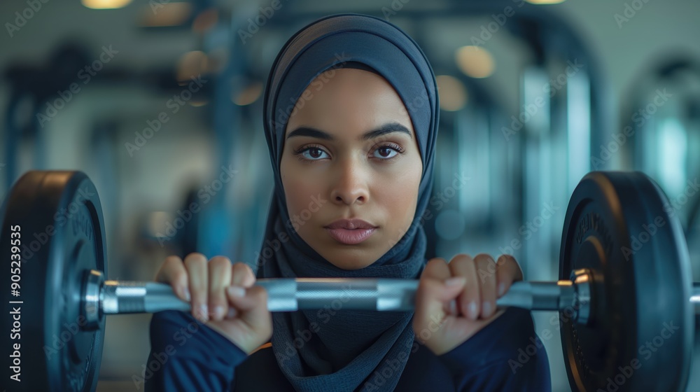 Woman Lifting Weights at Gym Woman Lifting Weights at Gym