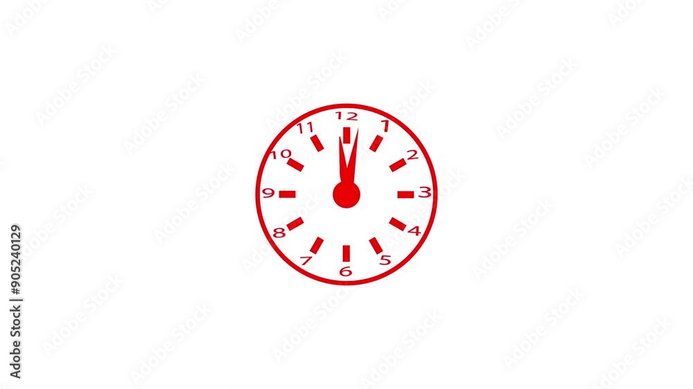 digital wall red  clock animation withe white background