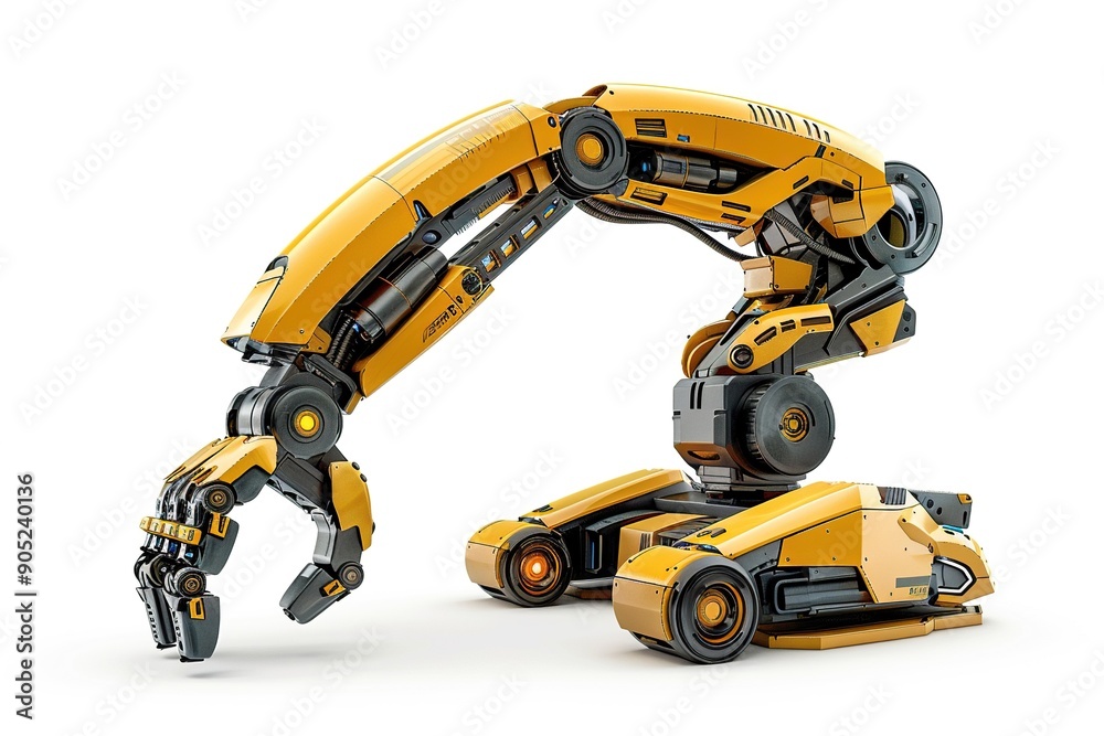 Robotic arm. Futuristic industrial workforce. Isolated on white background. Generative Ai Robotic arm. Futuristic industrial workforce. Isolated on white background. Generative Ai