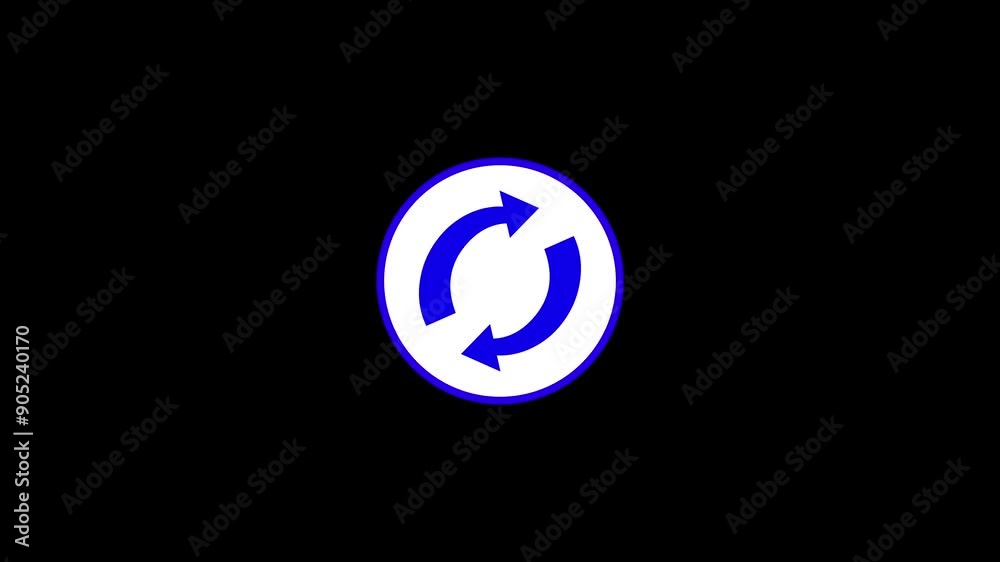 blue refresh icon animation with black background