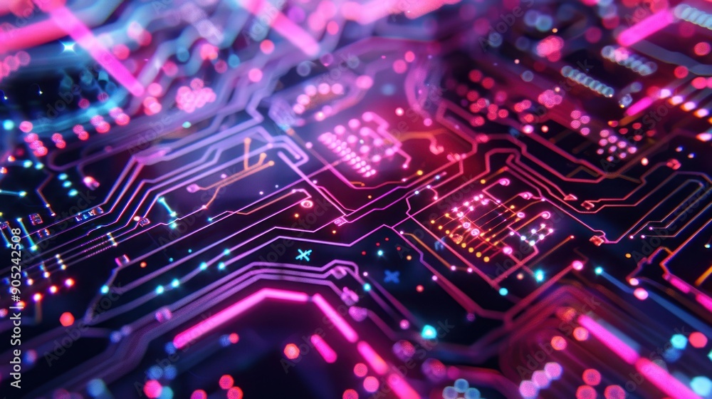 Obraz premium Abstract Glowing Circuit Board