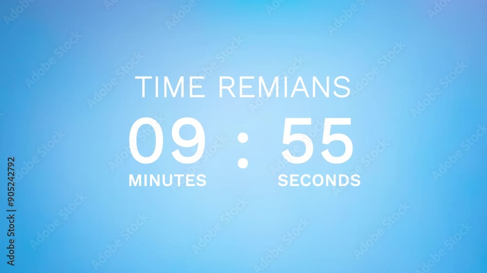 10 minutes countdown on blue background | time remains seconds minutes 