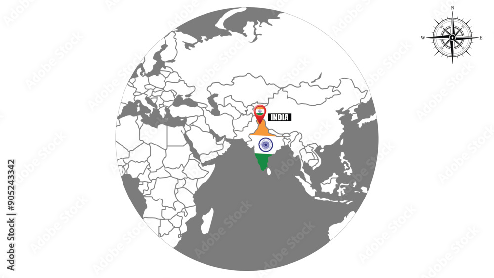 Black And Grey World Map Chart With India Flag India Flag On World Map 1000 F 905243342 SPitv75UyycKjurNhe83gfoNSJxFUHtu