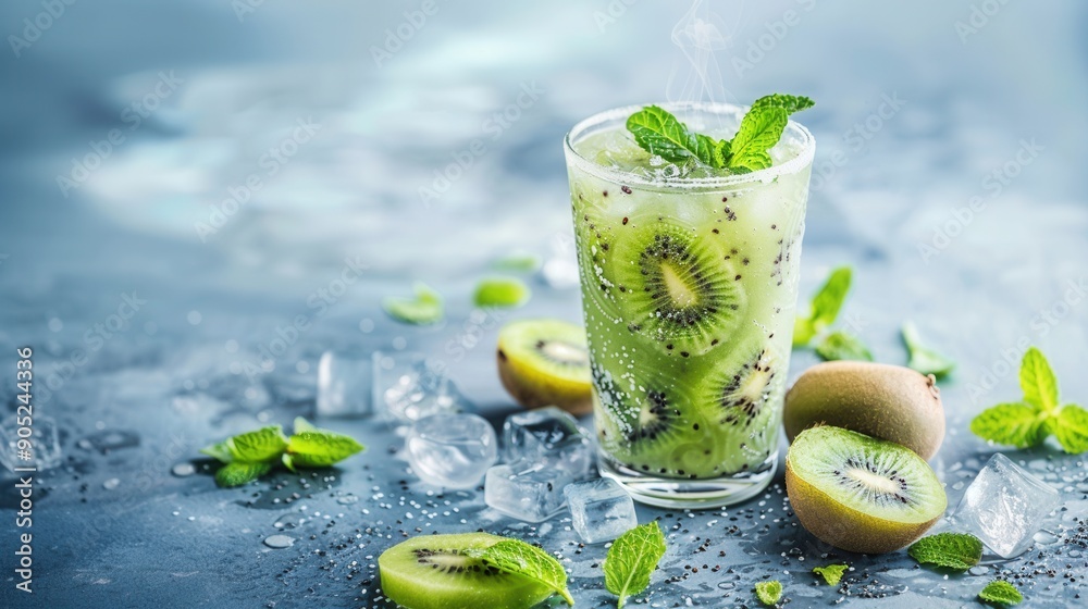 Fototapeta premium Juice drink with fresh kiwi fruit