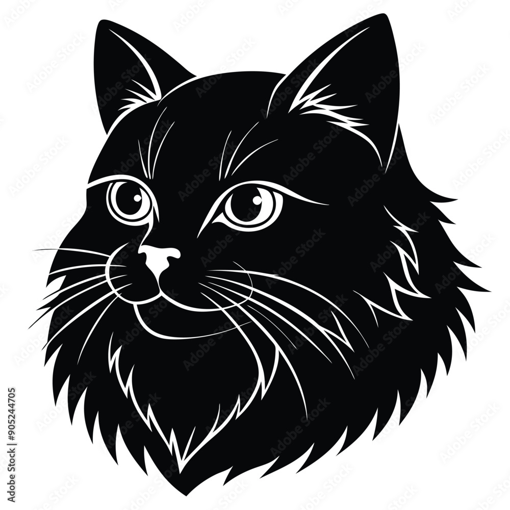 logo of persiana cat face, side view, silhouette, black and white, white background logo of persiana cat face, side view, silhouette, black and white, white background