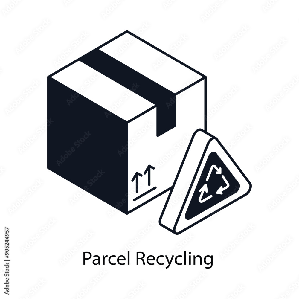 Parcel Recycling Isometric outline style icon. Symbol on White background EPS 10 File Parcel Recycling Isometric outline style icon. Symbol on White background EPS 10 File