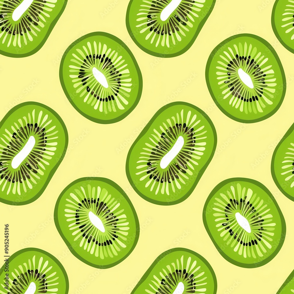 Fototapeta premium Seamless kiwi fruit cut slice pattern background