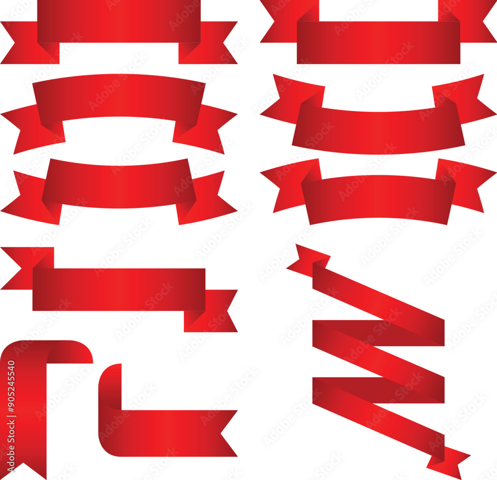 A Collection of Red Gradient Ribbon Banner A Collection of Red Gradient Ribbon Banner