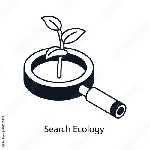 Search Ecology Isometric outline style icon. Symbol on White background EPS 10 File 
