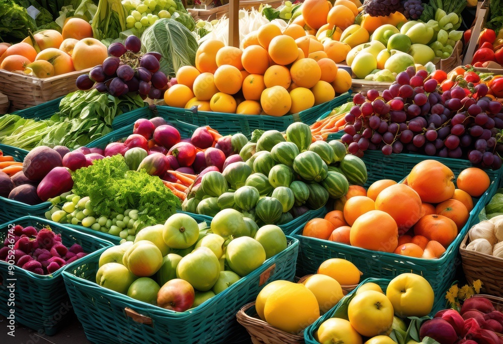 vibrant display fresh produce herbs colorful lush greenery market setting, basket, fruits, vegetables, organic, assortment, selection, healthy, nature vibrant display fresh produce herbs colorful lush greenery market setting, basket, fruits, vegetables, organic, assortment, selection, healthy, nature