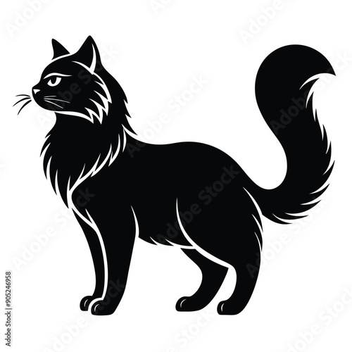 logo of persiana cat face, side view, silhouette, black and white, white background