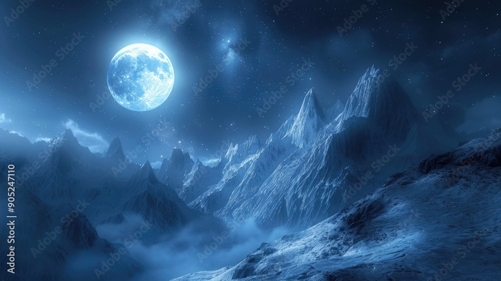 Mountains under the moon s glow Mountains under the moon s glow