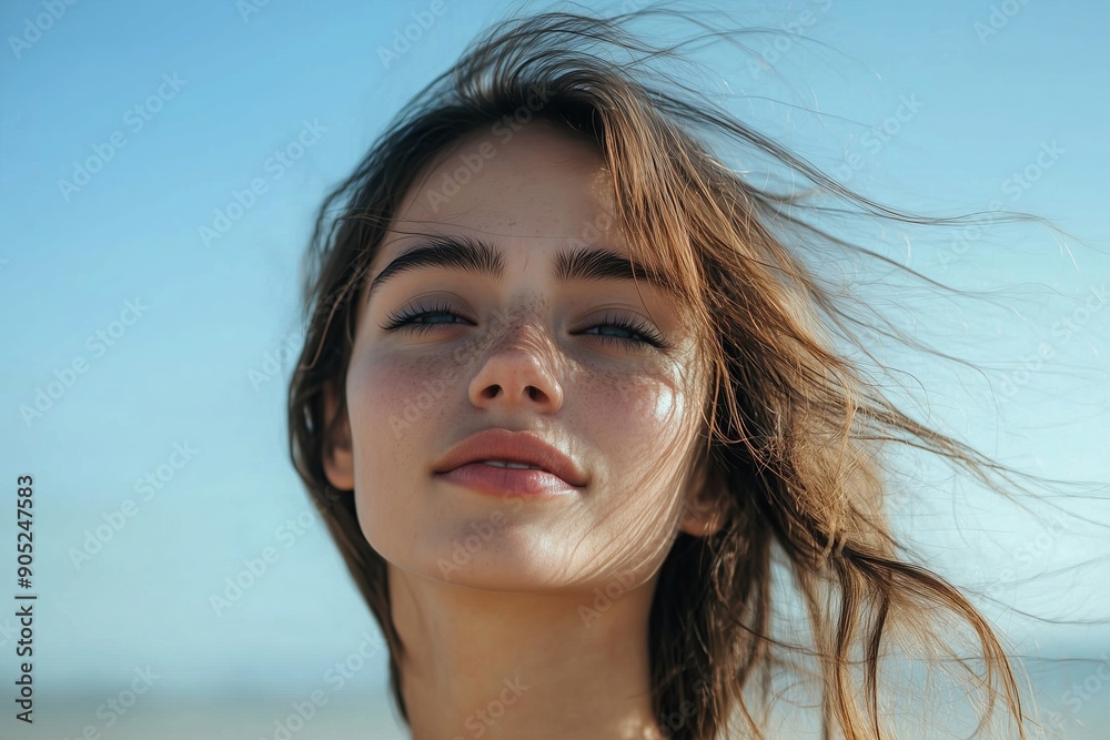 A woman with long brown hair and a tan complexion is