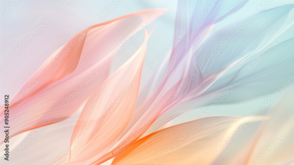 Abstract Soft Pastel Gradient Background with Flowing Shapes and Gentle Hues of Pink, Orange, and Blue for Modern Design, Art, and Creative Projects