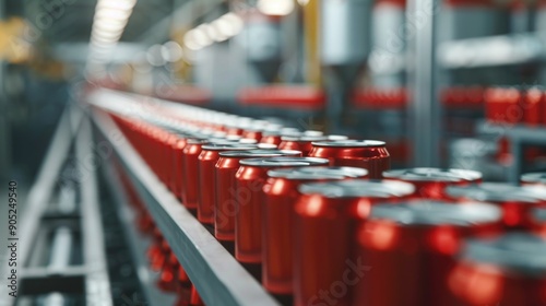 Wallpaper Mural Aluminum Cans transfer on Conveyor Belt System, Modern machine for Aluminum line production, Business and Industrial concept Torontodigital.ca