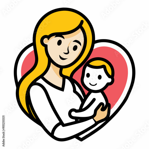 Mother with her baby heart vector illustration .eps