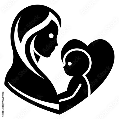 Mother with her baby heart vector illustration .eps