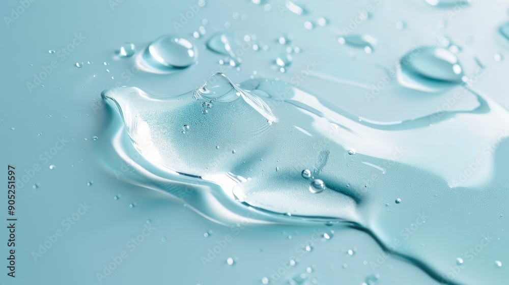 Close up of clear cosmetic gel on light blue surface Close up of clear cosmetic gel on light blue surface