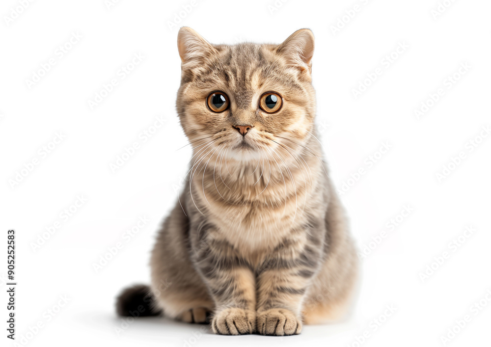 Fototapeta premium Adorable british shorthair kitten on white background