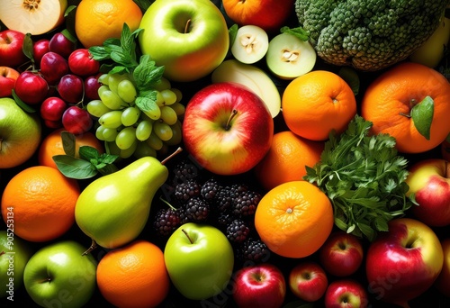 vibrant display colorful fresh herbs showcasing natural beauty rich textures, fruits, vegetables, assortment, variety, produce, organic, healthy, nutritious