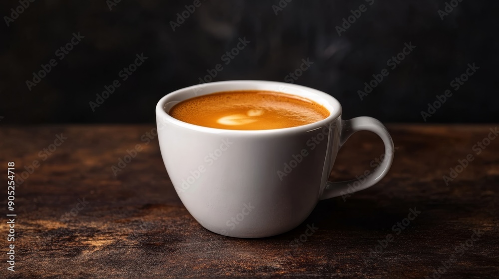 A classic americano in a white ceramic cup, with a dark coffee-colored background to highlight the simplicity A classic americano in a white ceramic cup, with a dark coffee-colored background to highlight the simplicity